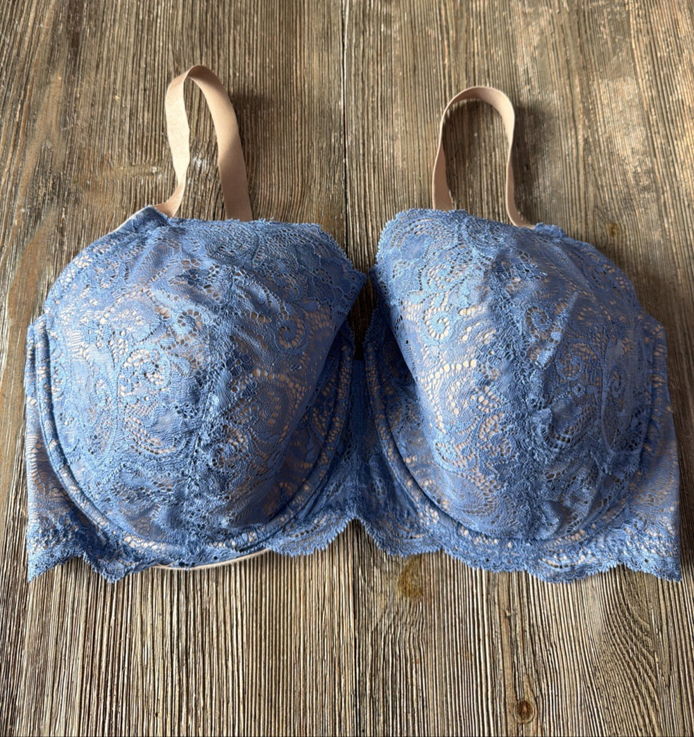 Thirdlove 24/7 Lace Balconette Bra 38F Blue Underwire Lined 38DDD Third Love